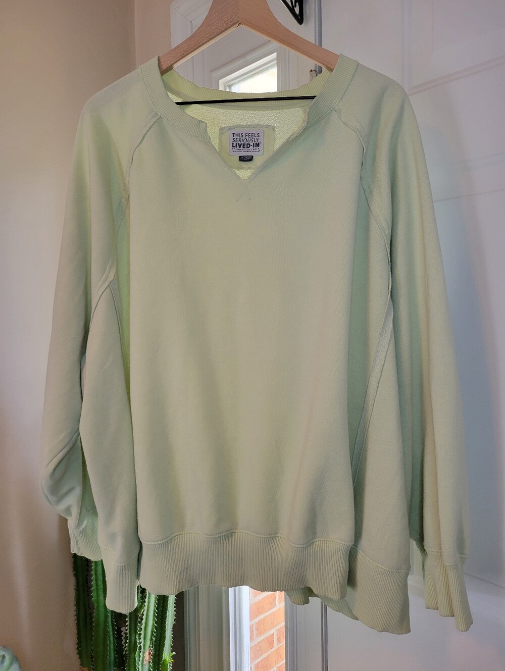 American Eagle This Seriously Feels Lived In Green Oversized Crew Neck, Size XL